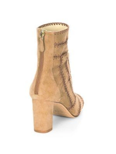 Shop Alexandre Birman Beatrice Embroidered Leather Booties In Light Beige