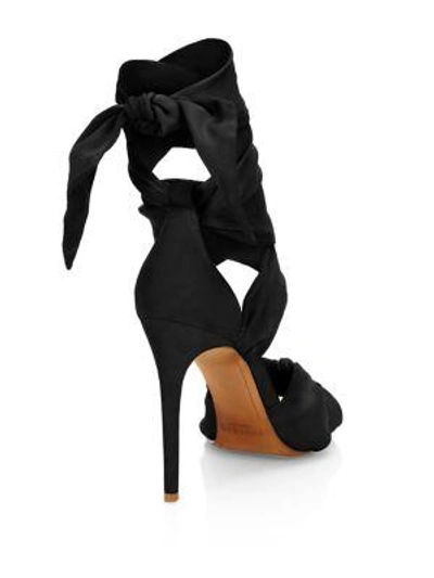 Shop Alexandre Birman Katherine Silk Ankle-wrap Sandals In Black