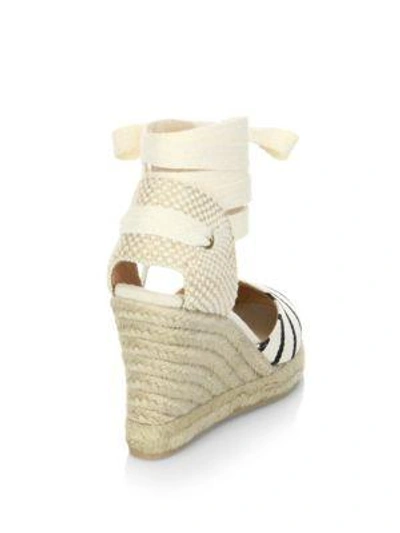 Shop Soludos Striped Gladiator Tall Wedge Sandals In Black-natural