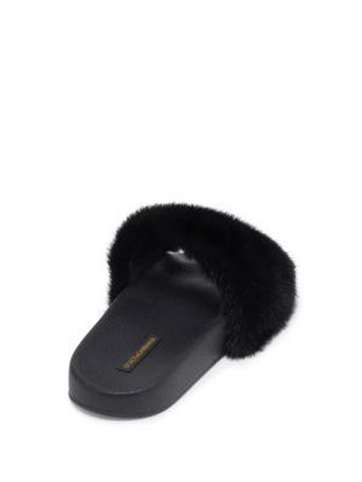 Shop Dolce & Gabbana Mink Fur Slides In Black