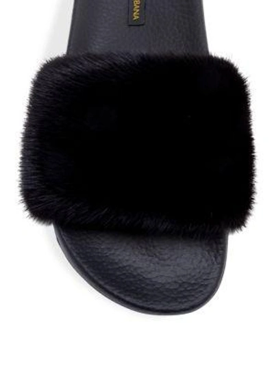 Shop Dolce & Gabbana Mink Fur Slides In Black
