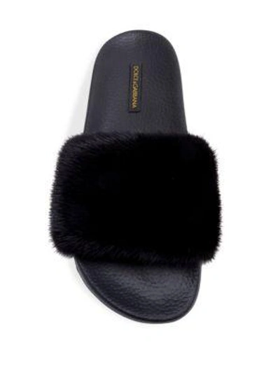 Shop Dolce & Gabbana Mink Fur Slides In Black