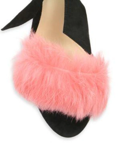 Shop Alexandre Birman Clarita 100 Rabbit Fur & Suede Ankle-strap Sandals In Black Rose