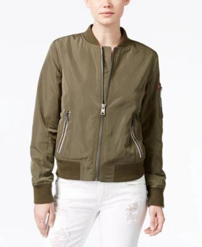 Shop Levi's Women's Lightweight Zip-detail Bomber Jacket In Army Green