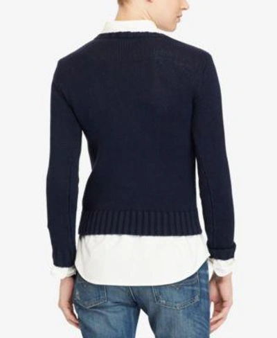Shop Polo Ralph Lauren Cotton Polo Sweater In Hunter Navy Multi