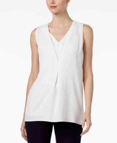 Shop Calvin Klein Double-layer V-neck Shell In Soft White