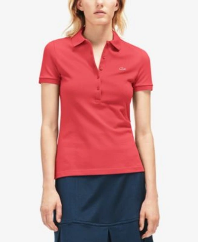 Lacoste Five-button Slim-fit Polo In Sirop Pink