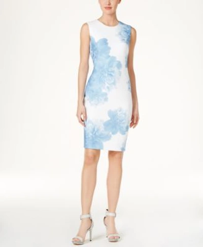 Calvin Klein Floral-print Sheath Dress In Serene Multi