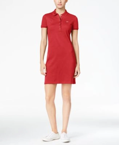 Lacoste Polo Shirtdress In Sirop Pink