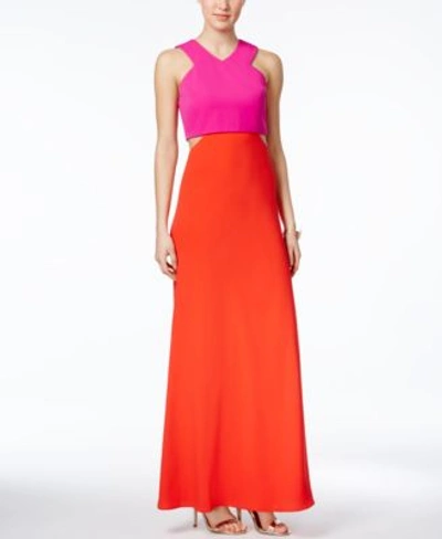 Jill Jill Stuart Colorblocked Cutout Gown, In Faded Rose/tangerine, A Macy's Exclusive Color