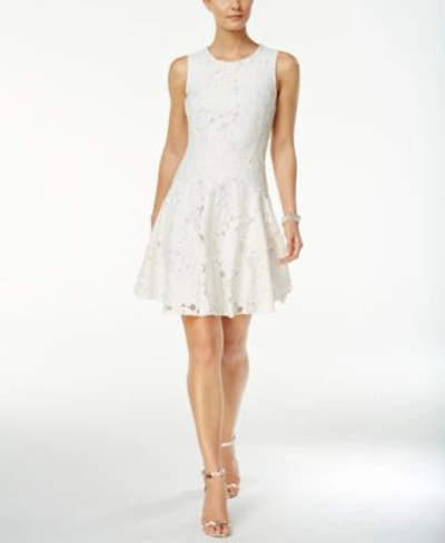 Tommy Hilfiger Floral Lace Fit &amp; Flare Dress In Ivory/white