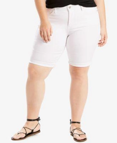 Shop Levi's Plus Size Bermuda Shorts In Soft Clean White