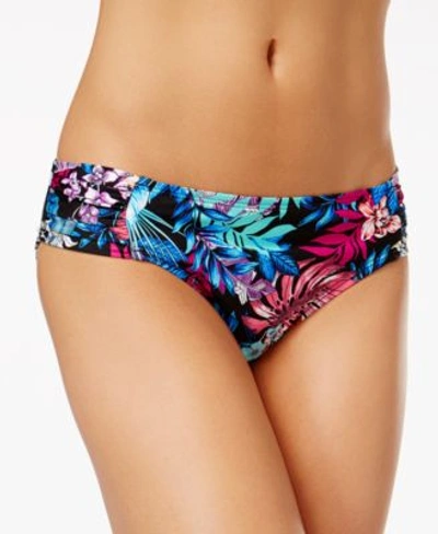Kenneth Cole Tropical Tendencies Printed Side-tab Hipster Bikini Bottoms Women's Swimsuit In Black Multi