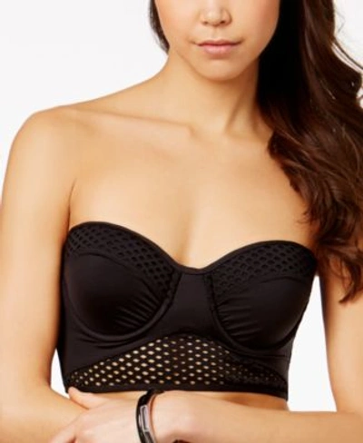 Kenneth Cole Beat Of The Street Mesh-inset Underwire Cropped Bikini Top In Black
