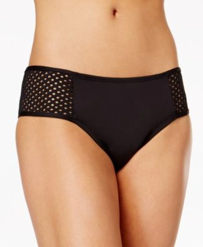 Kenneth Cole Beat Of The Street Mesh-inset Cheeky Bikini Bottoms Women's Swimsuit In Black