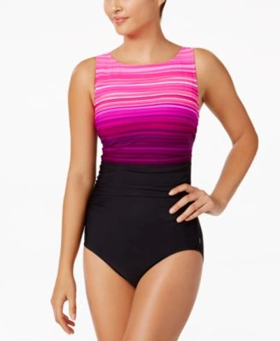 Reebok Desert Rays High-neck Active One-piece Swimsuit In Pink