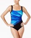 REEBOK Reebok Bright Horizon Printed Active One-Piece Swimsuit