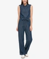 TOMMY HILFIGER TOMMY HILFIGER TIE-FRONT DENIM JUMPSUIT, CREATED FOR MACY'S