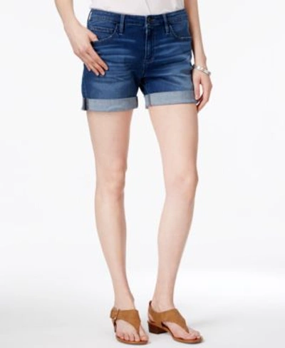 Tommy Hilfiger Th Flex Plus Size Cuffed Denim Shorts, Created For Macy's In Cape Blue