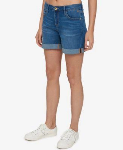 Shop Tommy Hilfiger Women's Th Flex Cuffed Denim Shorts In White