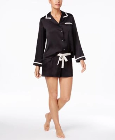 Kate Spade New York Contrast-trimmed Charmeuse Top And Shorts Pajama Set In Black