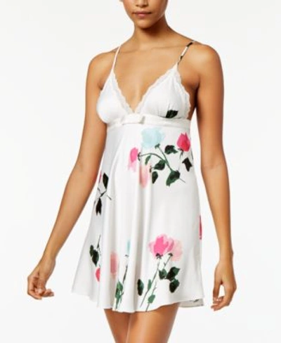 Kate Spade New York Floral-print Charmeuse Chemise In White Floral