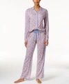 TOMMY HILFIGER Tommy Hilfiger Piping-Trimmed Printed Pajama Set