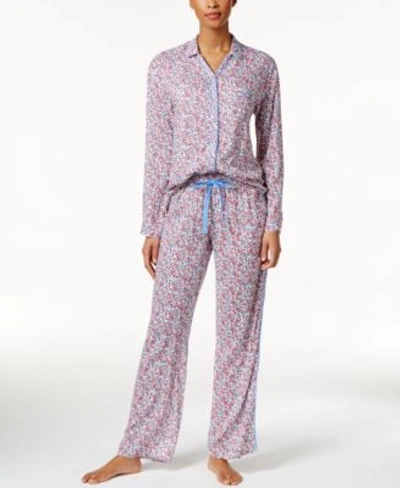 Tommy Hilfiger Piping-trimmed Printed Pajama Set In Cloud Dancer