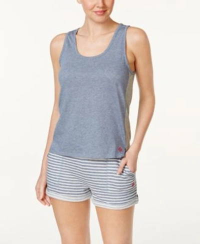 Tommy Hilfiger Tank Top And Striped Shorts Knit Pajama Set In Insignia/insignia Stripe