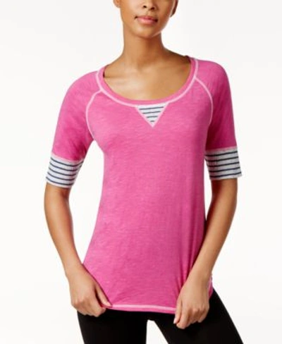 Tommy Hilfiger Elbow-sleeve Knit Pajama T-shirt In Vintage Rose Violet