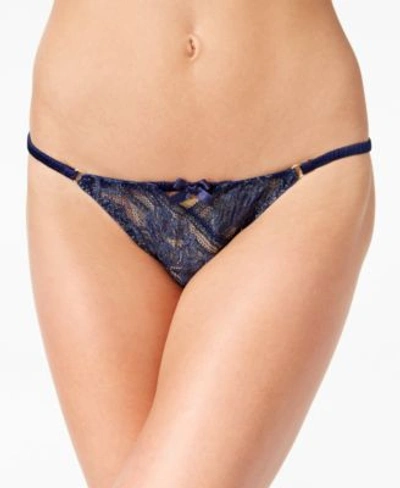 L'agent L&#039;agent By Agent Provocateur Siena Tanga Metallic-fiber Brief L145-38 In Navy/gold