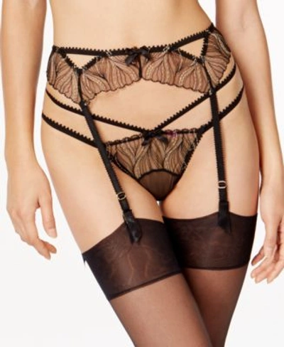 L'agent L&#039;agent By Agent Provocateur Oria Embroidered Suspenders L144-45 In Black/gold