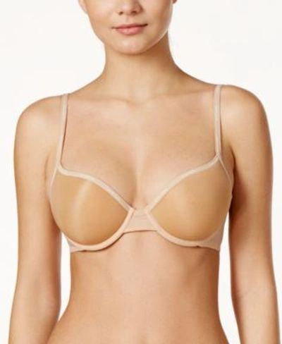 Shop Calvin Klein Sheer Marquisette Lightly-lined Demi Bra Qf1839 In Bare