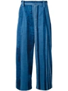 Y'S striped cropped trousers,HANDWASH