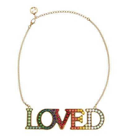 Shop Gucci Loved Embellished Necklace In Multicoloured
