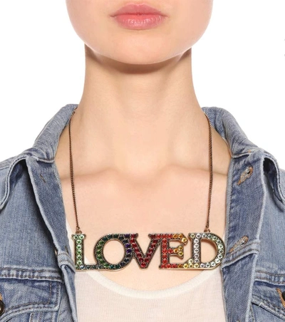 Shop Gucci Loved Embellished Necklace In Multicoloured