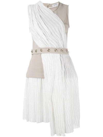 Shop Carven Paneled Belted Dress - White