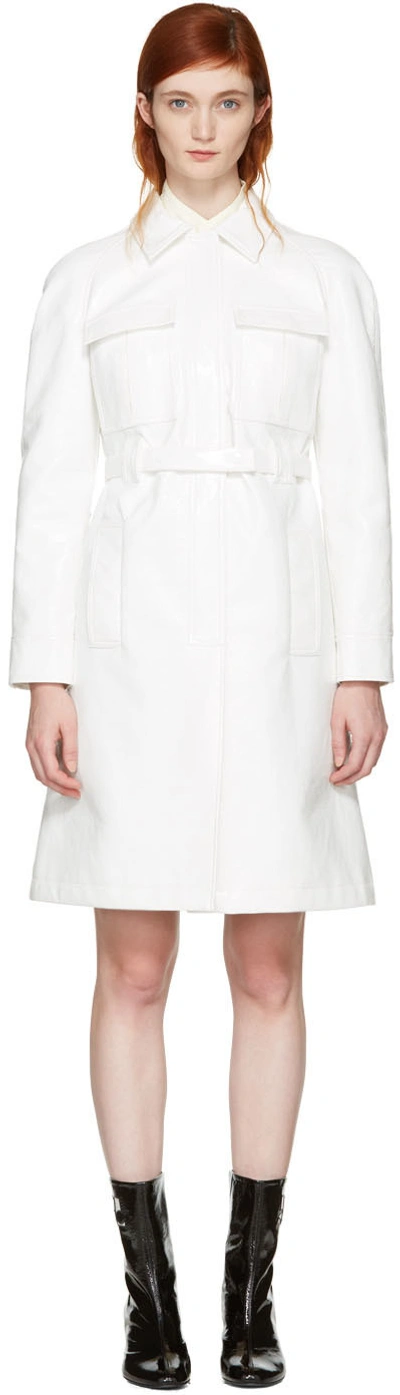 Courrges Off-white Vinyl Belted Trench Coat