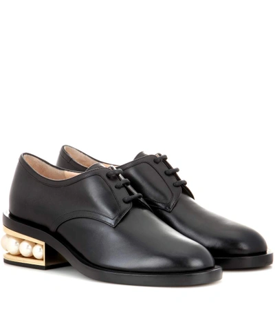 Shop Nicholas Kirkwood Casati Embellished Leather Derby Shoes In Black