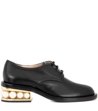 Shop Nicholas Kirkwood Casati Embellished Leather Derby Shoes In Black