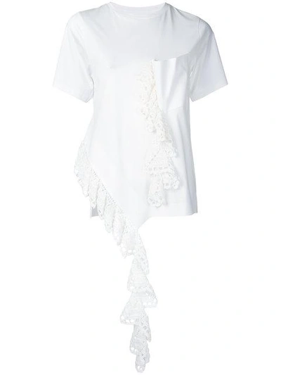 Shop Irene Crochet Frill Pocket T-shirt - White