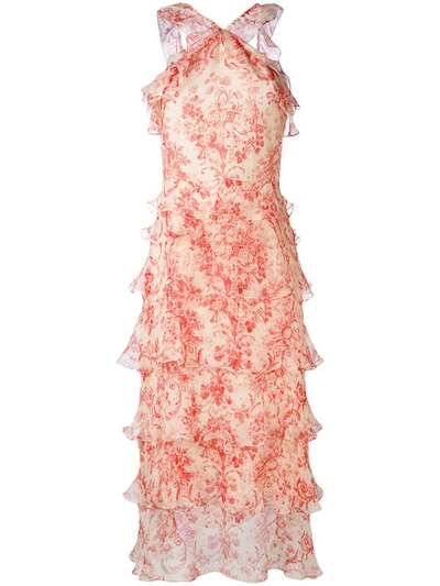 Vilshenko Ruffled Floral Print Dress