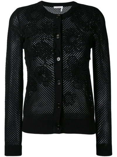 Chloé - Knit Floral Patch Cardigan  In Black