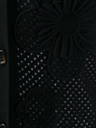 Shop Chloé - Knit Floral Patch Cardigan  In Black
