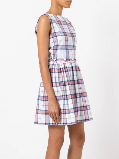 Shop Maison Kitsuné Checked Flared Dress - White