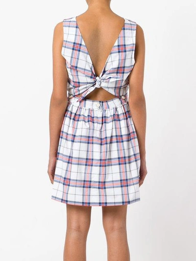 Shop Maison Kitsuné Checked Flared Dress - White