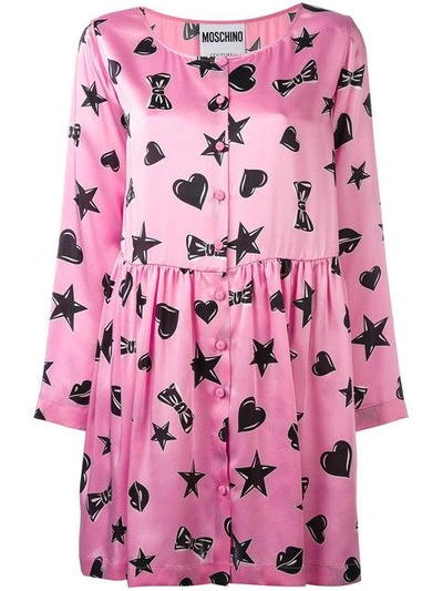 Moschino Heart Print Dress In Pink