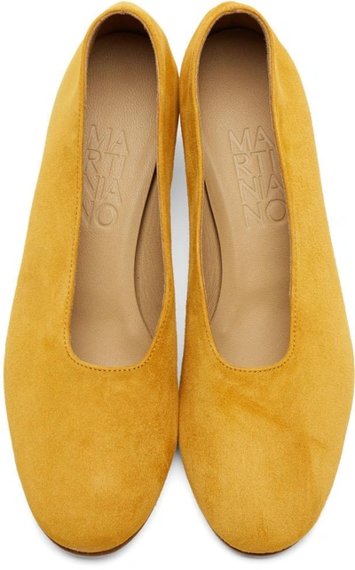 Shop Martiniano Yellow Suede High Glove Heels