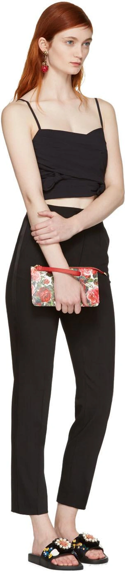 Shop Dolce & Gabbana Black Flower Slide Sandals