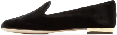 Shop Charlotte Olympia Black Velvet Nocturnal Loafers